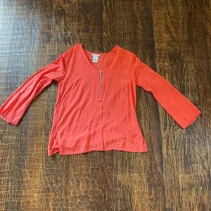 Michael Kors Tops | Michael Kors Coral Zipper Blouse